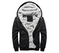 Giacca da uomo invernale con cappuccio ispessita cappotto uniforme da baseball con cappello cerniera design tuta, Nero , M