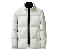 Giacca da uomo invernale imbottita in cotone con cappuccio leggera spessa giacca stand caldo pane vestiti capispalla, cachi, L