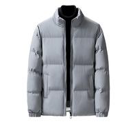 Giacca da uomo invernale imbottita in cotone con cappuccio leggera spessa giacca stand caldo pane vestiti capispalla, Grigio, 6XL