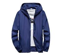 Giacca da uomo nera con cappuccio con zip a maniche lunghe e stile outdoor | Una cerniera su tutta la lunghezza, il cappuccio attaccato e i pannelli neri puliti conferiscono a questa giacca casual una
