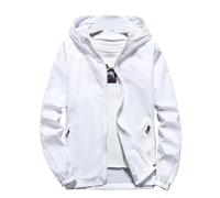 Giacca da uomo nera con cappuccio con zip a maniche lunghe e stile outdoor | Una cerniera su tutta la lunghezza, il cappuccio attaccato e i pannelli neri puliti conferiscono a questa giacca casual una