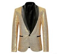 Giacca da uomo per feste in discoteca, giacca con paillettes glitterate, scelta elegante (L oro)