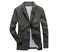 Giacca da uomo per il tempo libero, elegante e regolare, in lino, da uomo, per matrimonio, per la mezza stagione, per smoking giacca per matrimoni, giacche da uomo, verde militare, XL
