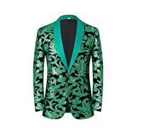 Giacca da uomo per matrimonio, ballo di fine anno, festa, con paillettes, giacca da cantante pianista e spettacolo teat, A, M