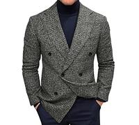 Giacca da uomo Regular Fit: doppiopetto, elegante blazer da uomo, casual, solido, business, matrimonio, outwear, giacca da lavoro, top, giacca da uomo per l'esterno, lavoro, viaggi, grigio., L