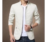 Giacca da uomo slim fit casual con un bottone giacca con colletto a maniche lunghe cappotto formale per abbigliamento casual intelligente per autunno inverno kaki nero navy beige (L beige)
