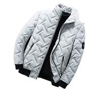 Giacca da Uomo Slim Fit Giacca da Uomo in Cotone Colletto Rialzato Tasche con Zip Giacca Fredda da Uomo Tinta Unita Nuova Tendenza Giacca Antivento da Uomo, C-Grey, 5XL