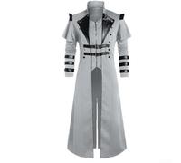 Giacca da uomo steampunk, gotico, vittoriano, da pirata, con influenza medievale da elfo per costumi e giochi di ruolo (3XL grigio)