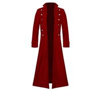 Giacca da uomo steampunk, stile retrò, cappotto medievale da principe cavaliere, abito vintage per cosplay rinascimentale, festival di Halloween, feste in costume a tema gotico, Rosso, XL