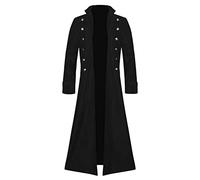 Giacca da uomo steampunk, stile retrò, cappotto medievale da principe cavaliere, abito vintage per cosplay rinascimentale, festival di Halloween, feste in costume a tema gotico, Nero , L