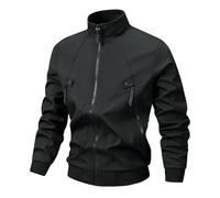 Giacca da uomo taglie forti con colletto alto e cerniera su tutta la lunghezza, Nero , 6XL
