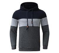 Giacca da Uomo Tuta Pullover Sportswear Felpa con Cappuccio Slim con Cappuccio Colorato a Quadri Assortiti da Uomo in Autunno e Inverno, Marina, S