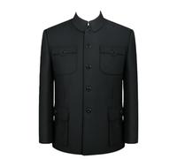 Giacca da uomo Zhongshan stile cinese sciolto scolpito banchetto, Nero , S