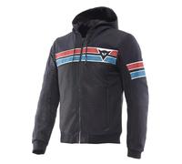 DAINESE Vintedge Air Tex Jacket, Giacca da Moto con Cappuccio, Nero con Strisce Rosse e Blu (IT, Numero, 56, Regular, Regular, Standard, BLACK/BLUE/RED)