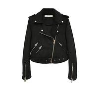 Giacca di Cuoio del Faux Cappotti Chiodo Donna Cappotto Biker Capispalla Nero M