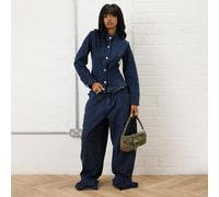 Giacca di jeans aderente con dettagli a volant in denim texturizzato, outfit da uscire in stile Y2K per l'autunno, abbigliamento invernale da donna, set gotico da club sexy per donne L,M,S,XL,XSColore