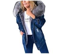 Giacca di Jeans da Donna Button Down Boyfriend Jean Jacket Cappotto con Scialle Lavaggio Moda Outwear elegante, leggera Maniche Lunghe Casual Giacche Per Primavera Autunno