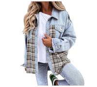 Giacca di Jeans da Donna,Button Down Boyfriend Jean Jacket con Bottoni E Tasche manica lunga orlo sfilacciato strappato Denim Donna Maniche Lunghe Casual Giacche Cappotto Moto Outwear