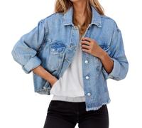 Giacca di Jeans da Donna- Giacca di Denim da Donna- Donna Ragazze Casual Giacche di Jeans Manica Lunga Outerwear Giubbino Denim Giacca a Vento Donna Giacca Corta Donna Casual Leggero Autunno Outwear