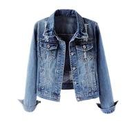Giacca di Jeans da Donna Lavaggio Vintage a Vento Cappotto con Scialle Manica Lunga Orlo sfilacciato strappato Elegante, Leggera Grandi Dimensioni per Il Tempo Libero
