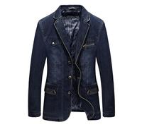 Giacca di Jeans da Uomo, Giacchetto Primaverile Uomo, Giacca Trucker Leggera Casual Button Down Risvolto Giacca in Denim Stretch retrò Biker Cappotto Giacca da Lavoro Giacca Trucker