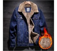 Giacca di Jeans Foderata da Uomo - Cappotto da Cowboy Western in Sherpa Invernale in Pile, Mantieni al Caldo Strumenti Antivento Addensare Jeans Trucker Capispalla, Abbottonato M, Navy Blue, L