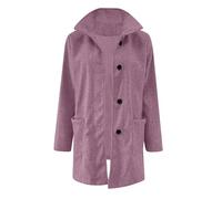 Giacca di lana da donna per le mezze stagioni, in pile, da donna, a maniche lunghe, con colletto alto, per il tempo libero, in cotone e lino, elegante giacca a vento, Lilla, 3XL