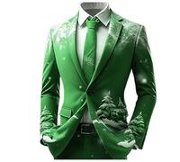 Giacca di Natale Uomo - Blazer Natalizio da Uomo Giacca Boho per Uomo Due Bottoni Stile Etnico retrò Giacca Casual da Lavoro Aperta sul Davanti (Green S)