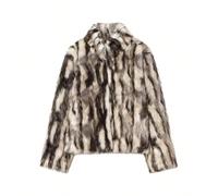 Giacca di pelliccia sintetica di lusso con stampa animale per donna, autunno inverno, manica lunga, collo alto, morbida e calda, stile alla moda da strada L,M,S,XSStampa CasualePelliccia finta