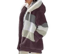 Giacca di peluche da donna, invernale, con cappuccio, per attività all'aria aperta, con calda imbottitura, per le mezze stagioni, per il tempo libero, con coulisse, con tasche, b, m