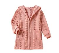 Giacca di sicurezza invernale per bambini bambino ragazzi ragazze solido cardigan maglione cappotto con cappuccio giacca abiti esterni vestiti ragazzi 98, Colore: rosa., 2-3 Anni