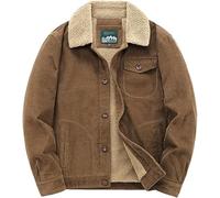 Giacca di Velluto A Coste Casual più Spessa di Me, Coffee, 4XL