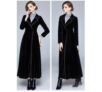 Giacca Donna Cappotto Cappottino Slim Elegante Lungo Piedi Nero Velluto 80266