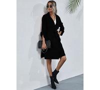 Giacca donna cappotto spolverino comodo elegante trench cintura nero 4895