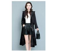 Giacca donna cappotto spolverino comodo elegante trench nero cintura lungo 4893