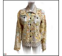 giacca donna cotone fashion moda casual biker ricamata perline paillettes pizzi