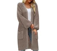 Giacca Donna Giacca Leggera a Maniche Lunghe con Bottoni Maglione Elegante Comodo in Maglia Lunghe Casual Lavorato con Scollo V Cardigan Warm Golfino Solido per Tempo Libero Sweater Autunno