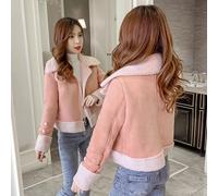 Giacca donna giaccone cappotto caldo cappottino corto stile montone rosa 2021