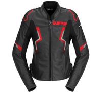 Spidi Evorider 3 Giacca in pelle da moto da donna, nero-rosso, taglia 48 per donne