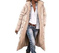 Giacca Donna Invernale Piumini Lunghi Con Cappuccio Cappotto Trapuntato Giacca In Pile Piumino Spesso Felpa Con Cappuccio A Doppio Lato Giacca Con Zip Beige L