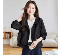 Giacca Donna Leggera Con Cappuccio Casual Nero Antivento Mezza Stagione CF60627