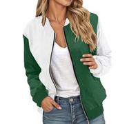 Giacca Donna Leggero Primavera Estate Zippata Giacca Esterna Bomber Tinta unita Giacca A Collo Alto Giacca Donna Antivento Aviatore Sottile Classico Casual Casual, Verde scuro 2, XS