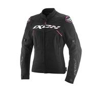 Ixon Meteor 31 Giacca tessile impermeabile per motociclette, nero/bianco/rosa, Taglia L