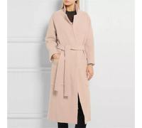 Giacca donna morbido cappotto caldo cappottino beige elegante cintura slim 1344