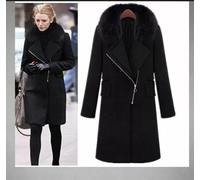 Giacca donna morbido cappotto caldo cappottino nero media lunghezza 1366