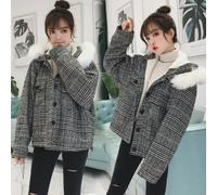 Giacca donna piumino cappuccio comodo grigio corto caldo parka morbido 1344