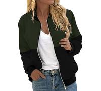 Giacca Donna Primaverile- Giubbotto Bomber Giacca da Donna Elegante Bomber Casual Zip Up Solido Cappotto Outwear Giacca a Vento con Tasche Giacca Donna Estate Giacca per Il Tempo Libero Giacchetto