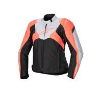 Alpinestars Stella T-Jaws V4 impermeabile Giacca tessile moto da donna, nero-grigio-rosa-arancione, taglia 2XL per donne