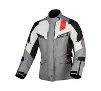Macna Zastra impermeabile Giacca tessile moto da donna, grigio/bianco/rosso, Taglia M