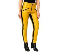 Giacca e pantaloni da motociclista in pelle gialla da donna Uma Thurman Bill Cosplay Bikers, Pantaloni Gialli Ecopelle, 38
